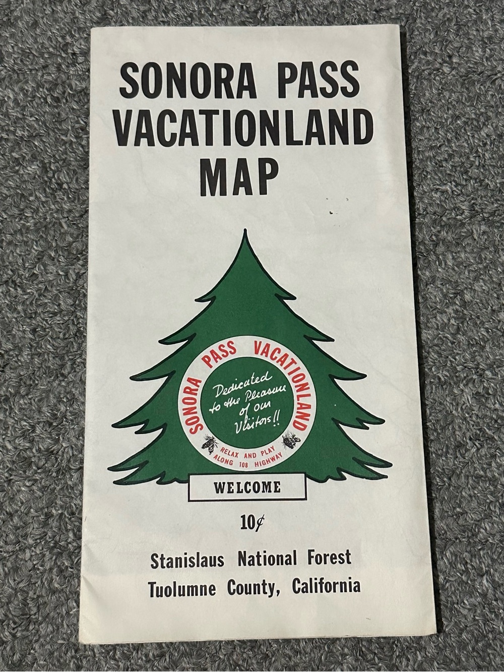 Vintage 1961 Sonora Pass Vacationland Map Visitors Brochure Stanislaus Tuolumne